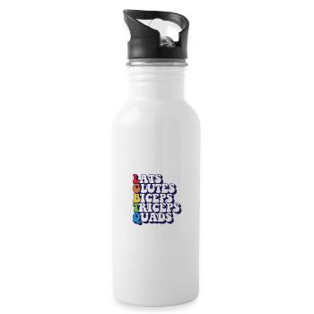 LGBTQ Rainbow Pride Lats Glutes Biceps Triceps - Water bottle with straw - white - Right