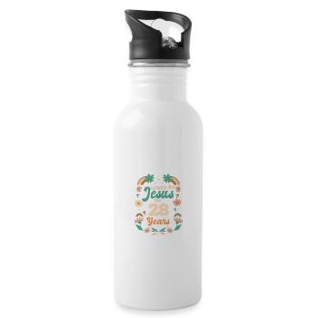 Loved By Jesus For 28 Years 28th Birthday - Water bottle with straw - white - Right