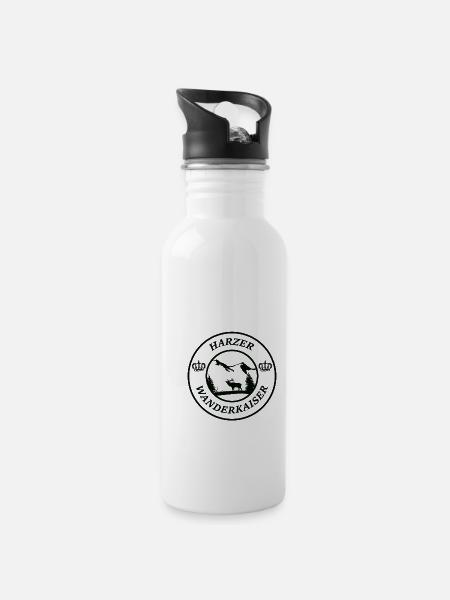 Harzer Wanderkaiser Siegel Krone Geschenkidee Tour - Trinkflasche mit integriertem Trinkhalm - Weiß
