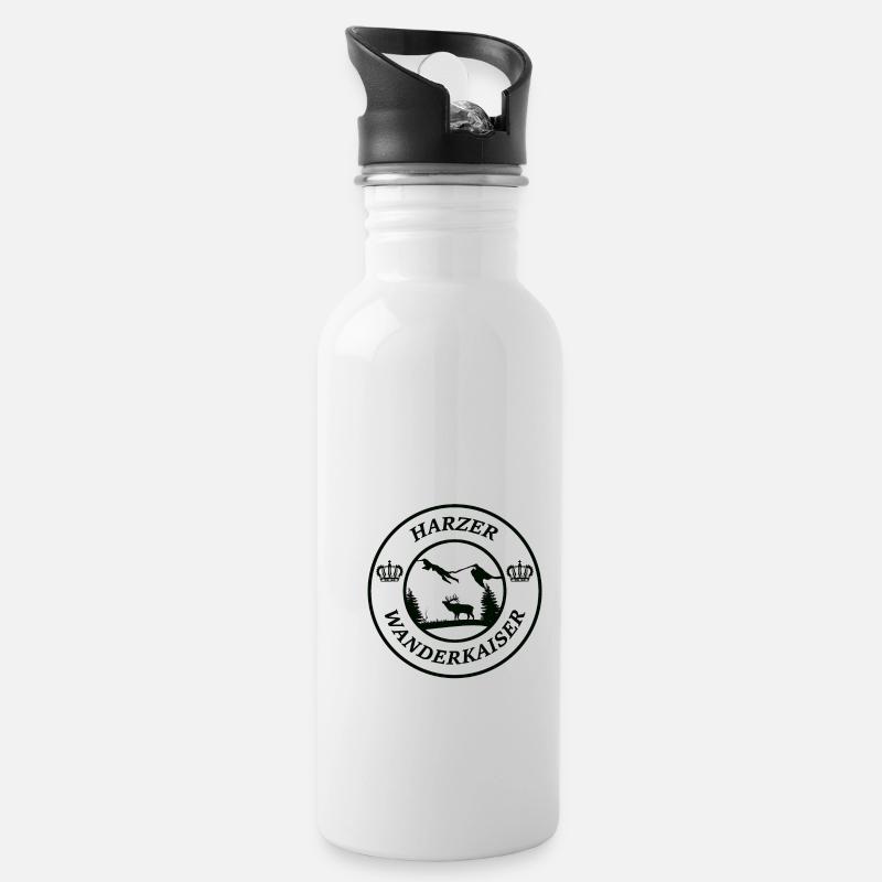 Harzer Wanderkaiser Siegel Krone Geschenkidee Tour - Trinkflasche mit integriertem Trinkhalm - Weiß