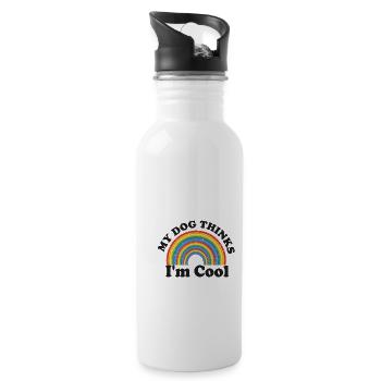 MY DOG THINKS I L'COOL - Trinkflasche mit integriertem Trinkhalm - Weiß - Rechts