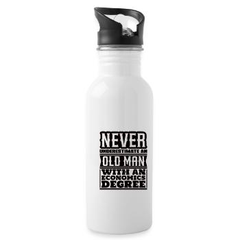 Never underestimate old man economics - Water bottle with straw - white - Right