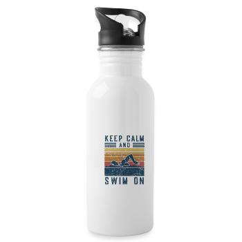 Vintage Keep Calm and Swim On Natation Cadeau - Gourde avec paille intégrée - blanc - Droite