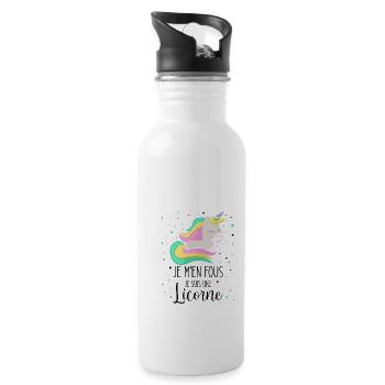 Je M'en Fous Je Suis Une Licorne - Gourde avec paille intégrée - blanc - Droite