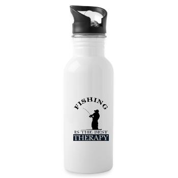 fishing fishing fishing fishing fishing angler gift - Water bottle with straw - white - Right