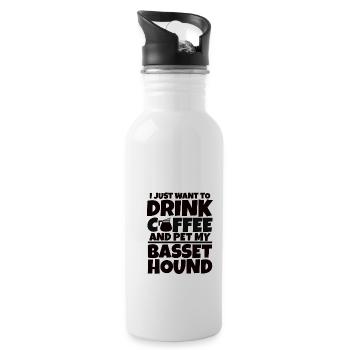 Basset Hound Coffee Dog Mistress Dog Gift - Water bottle with straw - white - Right