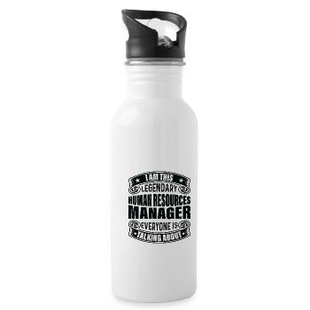 Legendärer HR-Manager In Aller Munde - Trinkflasche mit integriertem Trinkhalm - Weiß - Rechts
