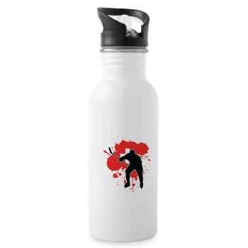 Schweiz Flagge Hockey - Eishockey - Trinkflasche mit integriertem Trinkhalm - Weiß - Rechts