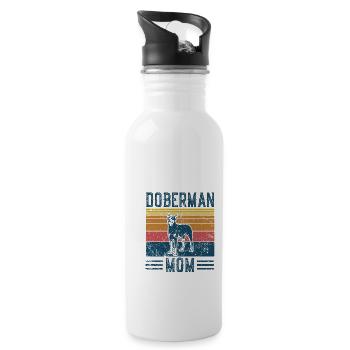 Chien Doberman Maman - Maman Vintage - Gourde avec paille intégrée - blanc - Droite