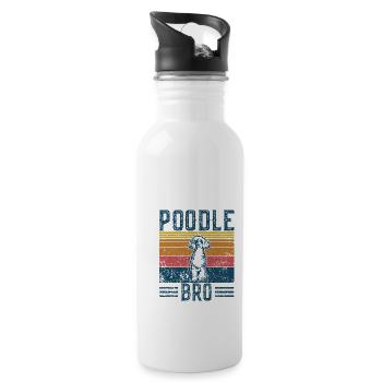 Dog Poodle Bro - Vintage Bro - Water bottle with straw - white - Right