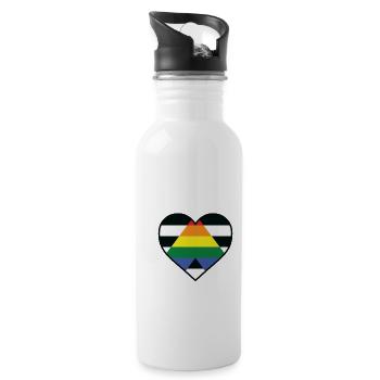 LGBT Heart - LGBTQIA Just Ally - Water bottle with straw - white - Right