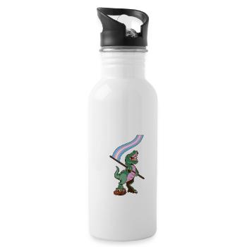 LGBTQ Flag - Dinosaur Transgender - Water bottle with straw - white - Right