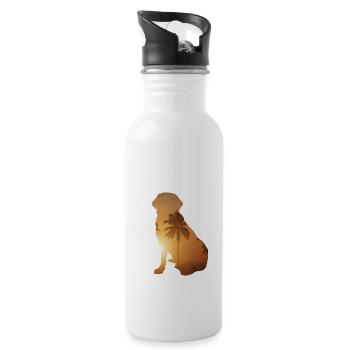 Sommerstrand - Labrador Retriever - Trinkflasche mit integriertem Trinkhalm - Weiß - Rechts
