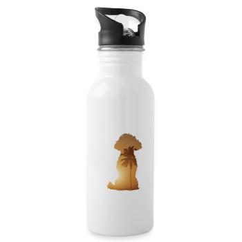Sommerstrand - Pudel - Trinkflasche mit integriertem Trinkhalm - Weiß - Rechts