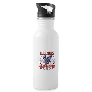 Retro USA Adler Freiheit 1818 Vintage Illinois - Trinkflasche mit integriertem Trinkhalm - Weiß - Rechts