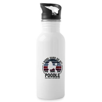 Travaillez dur - Retro Poodle - Gourde avec paille intégrée - blanc - Droite