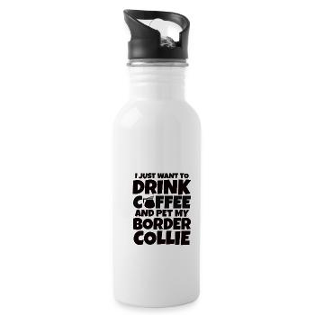 Border Collie Dog Owner Dog Coffee - Water bottle with straw - white - Right