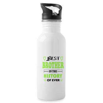Best Brother Bester Bruder for Ever für immer - Trinkflasche mit integriertem Trinkhalm - Weiß - Rechts