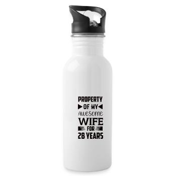 28 Years Married Carnation Wedding Gift - Water bottle with straw - white - Right