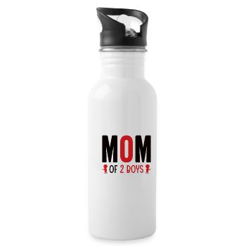 Mama Von Zwei Jungs Mutter Muttertag - Trinkflasche mit integriertem Trinkhalm - Weiß - Rechts