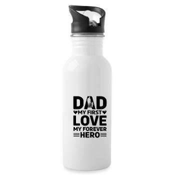 Meilleur monde Père Père Couple Couples Parents Papa papa - Gourde avec paille intégrée - blanc - Droite