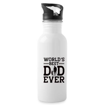 World Best Dad Father Couple Couples Parents Dad daddy - Water bottle with straw - white - Right