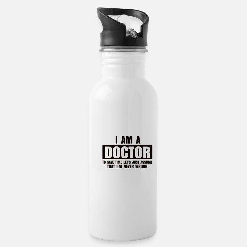 Doktor Abschluss Doktor Arbeit Doktoren - Trinkflasche mit integriertem Trinkhalm - Weiß