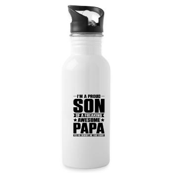 Vater & Sohn Beste Freunde fürs Leben - Vater Sohn - Trinkflasche mit integriertem Trinkhalm - Weiß - Rechts