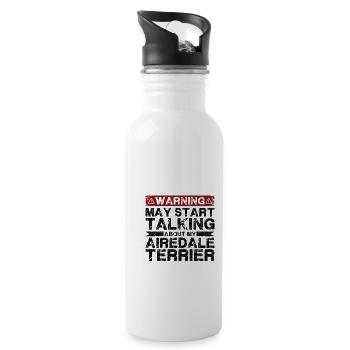 Speaking of Airedale Terriers - Water bottle with straw - white - Right