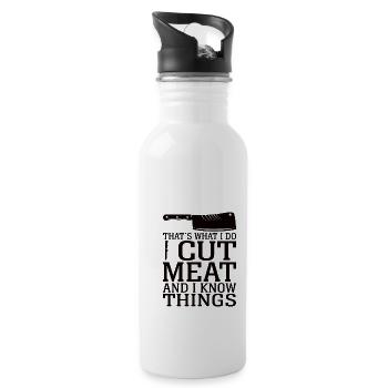 Butcher Butcher Profession Funny Saying Gift - Water bottle with straw - white - Right