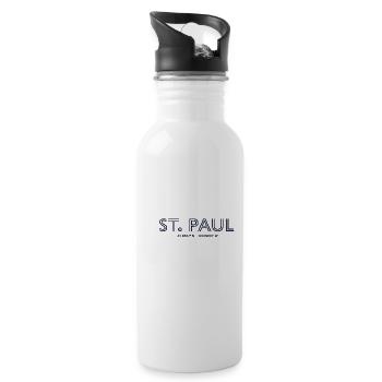 USA Stadt Koordinaten - St. Paul - Trinkflasche mit integriertem Trinkhalm - Weiß - Rechts