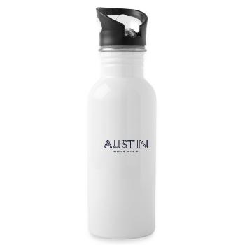 USA Stadt Koordinaten - Austin - Trinkflasche mit integriertem Trinkhalm - Weiß - Rechts