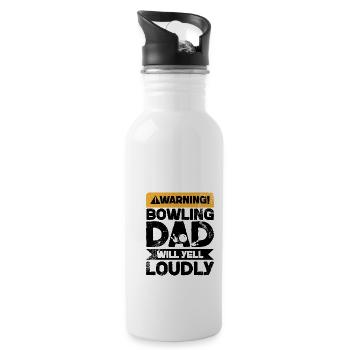 Warnung Schreien - Bowling Dad - Trinkflasche mit integriertem Trinkhalm - Weiß - Rechts