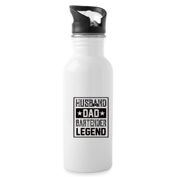 Barkeeper Barmann Barista Geschenk Vater Papa Dad - Trinkflasche mit integriertem Trinkhalm - Weiß - Rechts