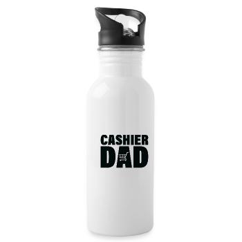 Job - Kassierer Papa - Trinkflasche mit integriertem Trinkhalm - Weiß - Rechts