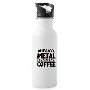 Coffee and Heavy Metal Rock Heavy Metal Metalhead - Water bottle with straw - white - Right