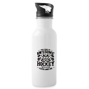 Cadeau sportif d’équipe du club de hockey sur glace - Gourde avec paille intégrée - blanc - Droite