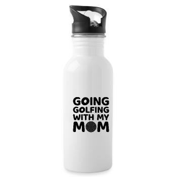 Golfspieler Golfer Golfschläger Golfen Golf Mutter - Trinkflasche mit integriertem Trinkhalm - Weiß - Rechts