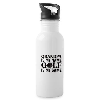Golfer Opa Golfen Golf Sport Golfclub Rentner - Trinkflasche mit integriertem Trinkhalm - Weiß - Rechts
