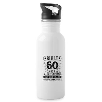 Geschenk zum 60 Geburtstag 60 Jahre Spruch - Trinkflasche mit integriertem Trinkhalm - Weiß - Rechts