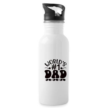 Meilleur monde Papa Père Couples Couple Parents Papa Papa - Gourde avec paille intégrée - blanc - Droite
