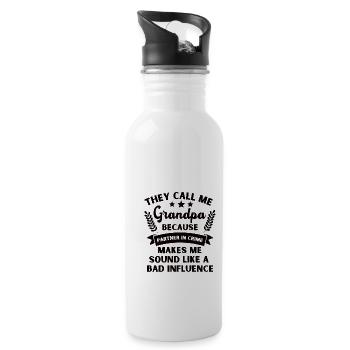 Opa Enkel Beste Freunde Großvater Enkelin Geschenk - Trinkflasche mit integriertem Trinkhalm - Weiß - Rechts