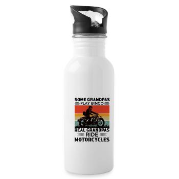 MOTORRAD OPA! COOLE OPAS FAHREN MOTORRAD! - Trinkflasche mit integriertem Trinkhalm - Weiß - Rechts
