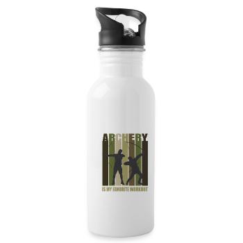 Lustiger Bogensport Spruch Bogenschießen - Trinkflasche mit integriertem Trinkhalm - Weiß - Rechts