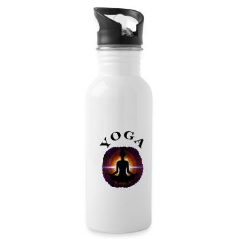 I Love Yoga Relaxation Meditation Gift Idea - Water bottle with straw - white - Right