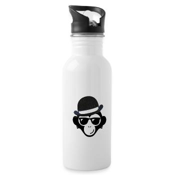 Monkey with Hat Wild Animal Ape Gift Idea - Water bottle with straw - white - Right