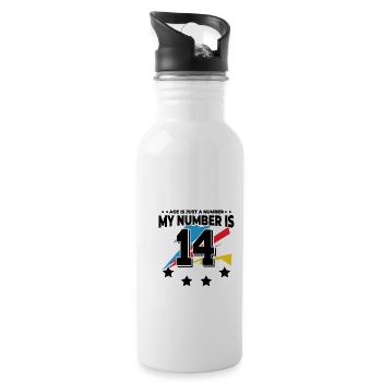 L’âge n’est qu’un chiffre - 14e anniversaire - Gourde avec paille intégrée - blanc - Droite