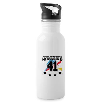 Age is just a number – 41st birthday - Water bottle with straw - white - Right