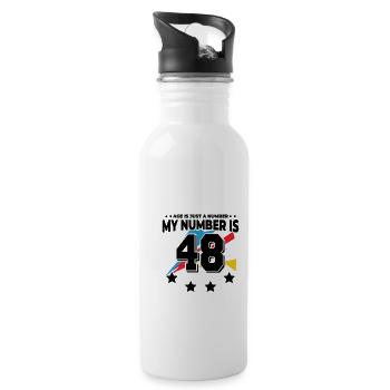 Alter Ist Nur Eine Zahl – 48. Geburtstag - Trinkflasche mit integriertem Trinkhalm - Weiß - Rechts