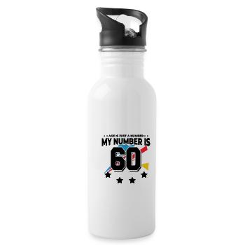 L’âge n’est qu’un chiffre - 60e anniversaire - Gourde avec paille intégrée - blanc - Droite